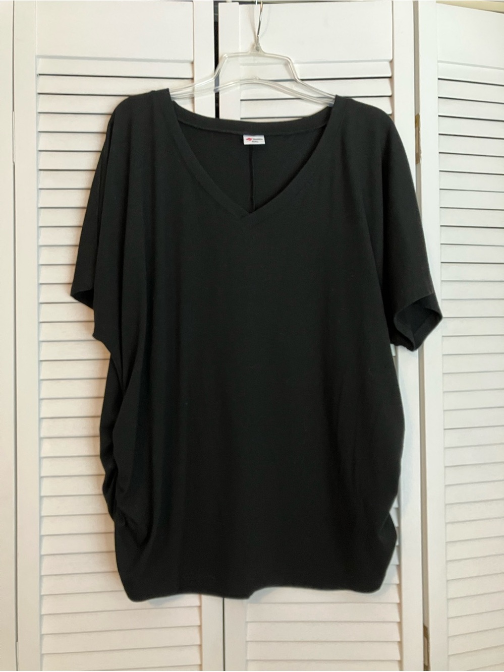 Black Loose Fit Top Shirred Sides